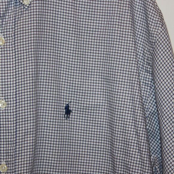 Ralph Lauren Black White Check 100% Cotton Blend Button-Up Shirts Men Size 17.5 - Picture 6 of 11